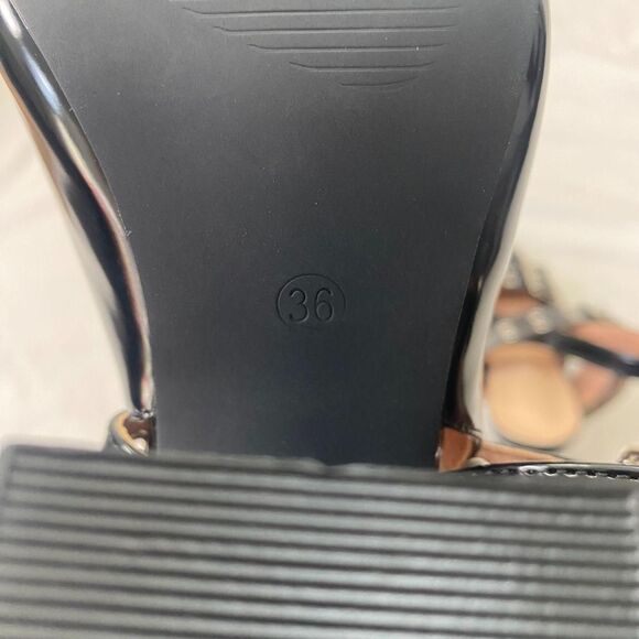 Cuccoo NEW Y2K Studded Vampy Gothic Black Patent Silver Buckle Mary Jane Heels - Picture 7 of 8